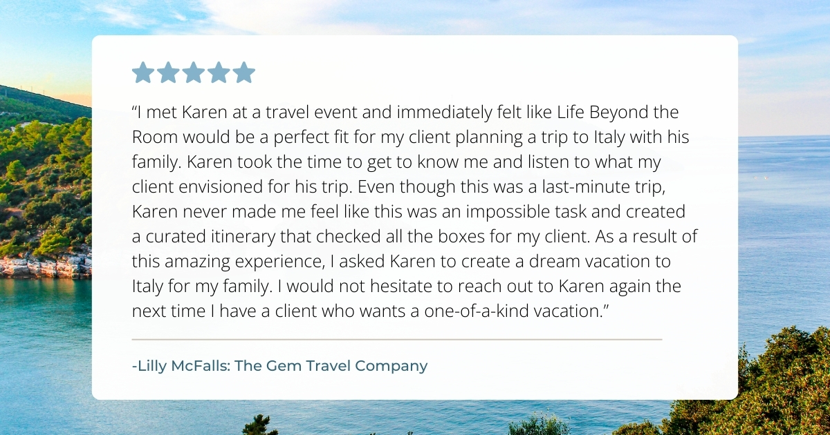 Life Beyond the Room One of a Kind Vacation Testimonial Lilly McFalls Testimonial