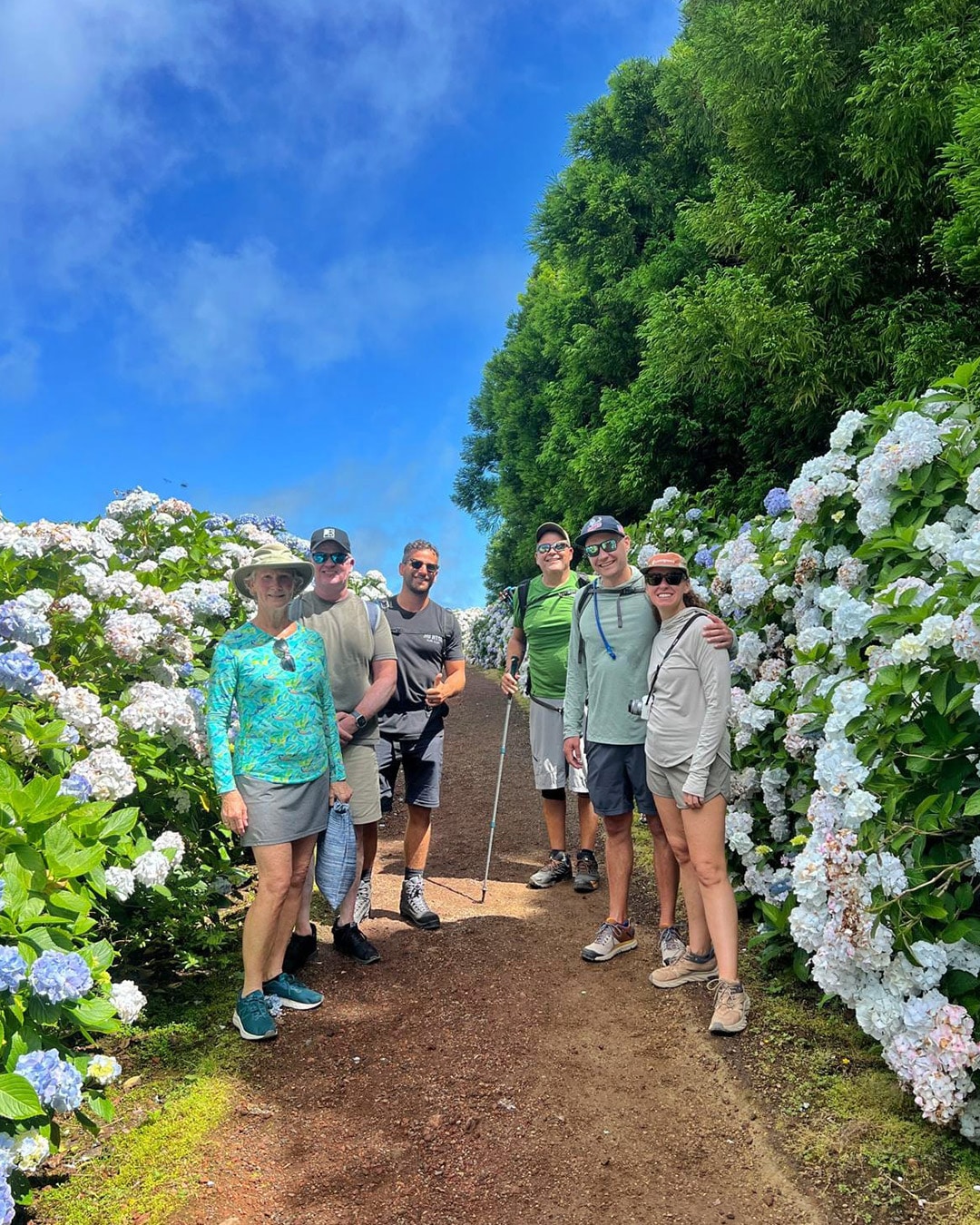 A group exploring the scenic volcanic landscapes of the Azores on a small group tour