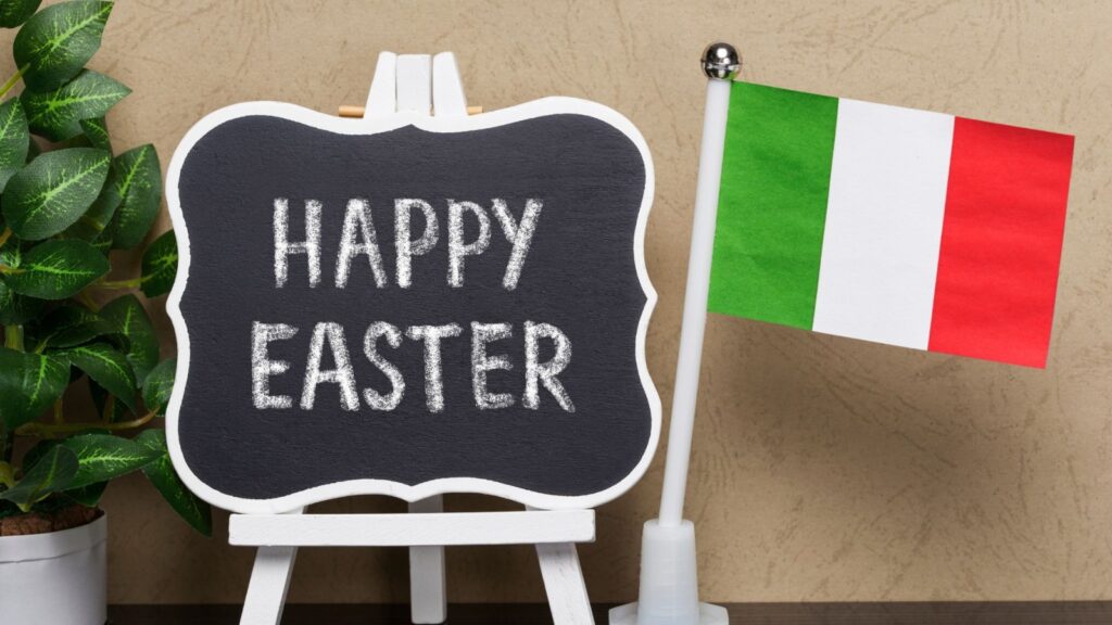 Graphic With The Words &Quot;Buona Pasqua&Quot; Representing Easter In Italy Traditions And Greetings.