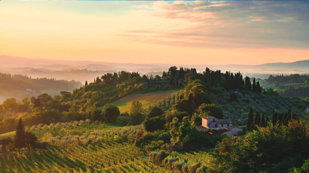 Sunset Over The Tuscan Hills, Home To Traditions That Inspire Authentic Tuscan Food